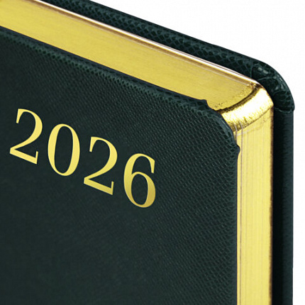 Ежедневник датированный 2026 А5 138x213 мм, BRAUBERG "Iguana", под кожу, темно-зеленый, 117058