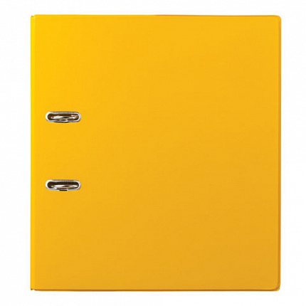 Папка-регистратор BRAUBERG с двухсторонним покрытием из ПВХ, 70 мм, желтая, 222650