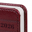Ежедневник датированный 2026, МАЛЫЙ ФОРМАТ 100х150 мм, А6, BRAUBERG "Imperial", под кожу, бордо, 117254