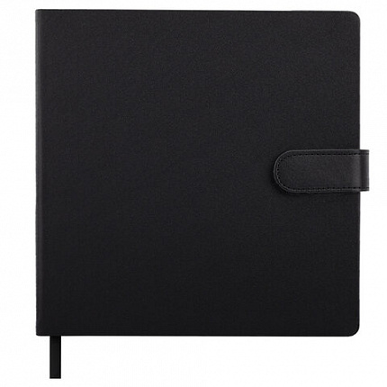 Скетчбук, белая бумага 140 г/м2 200х200 мм, 80 л., КОЖЗАМ, застежка, BRAUBERG ART CLASSIC, черный, 116463