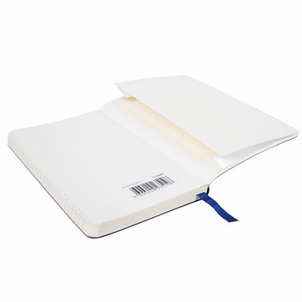 Блокнот МАЛЫЙ ФОРМАТ (100x150 мм) А6, BRAUBERG "Metropolis Ultra", под кожу, 80 л., клетка, синий, 111025