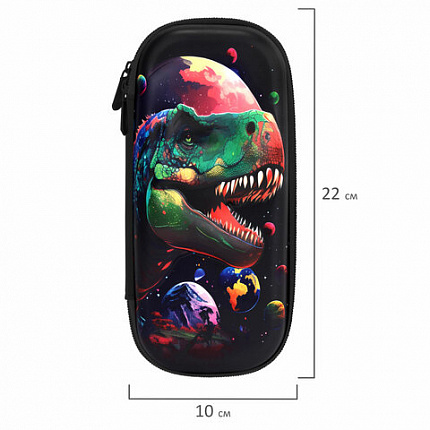 Пенал ЮНЛАНДИЯ, 1 отделение, 1 откидная планка, карман, EVA покрытие soft-touch, 22х10х5 см, "Galaxy Dino", 273188