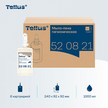 Картридж с жидким мылом-пеной одноразовый Tellus/TORK (Система S4) Advanced, гигиенический эффект, 1 л, 520821