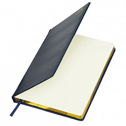 Ежедневник датированный 2026 БОЛЬШОЙ ФОРМАТ 210х297 мм, А4, BRAUBERG "Iguana", под кожу, синий, 117245