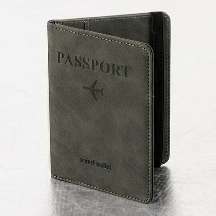 Обложка для паспорта и документов с защитой от считывания, 9 карманов, резинка, экокожа, графитовая, BRAUBERG, 238753