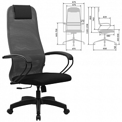 Кресло BRABIX PREMIUM "Ultimate EX-800" пластик, плотная двойная сетка Х2, черное/серое, 532915