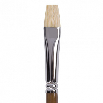 Кисть художественная профессиональная BRAUBERG ART CLASSIC, щетина, плоская, № 10, длинная ручка, 200717