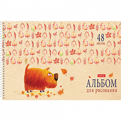 Альбом для рисования А4 48 л., спираль, обложка картон, HATBER, 205х290 мм, "Счастливчики" (4 вида), 067355, 48А4Всп