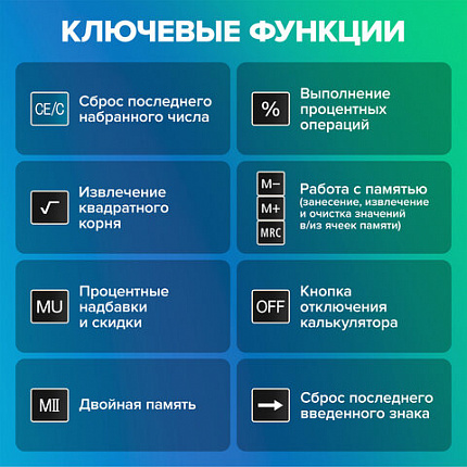 Калькулятор настольный BRAUBERG EXTRA COLOR-12-BKBU (206x155 мм), 12 разрядов, двойное питание, ЧЕРНО-ГОЛУБОЙ, 250476
