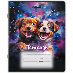 Тетрадь 12л. BRAUBERG клетка, обложка картон, Собачки, 107779