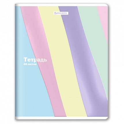 Тетрадь А5 48л. BRAUBERG скоба, клетка, выборочный лак, PASTEL, 405189