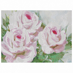 Картина стразами (алмазная мозаика), 30х40 см, ОСТРОВ СОКРОВИЩ "Бело-розовые розы", без подрамника, 663855