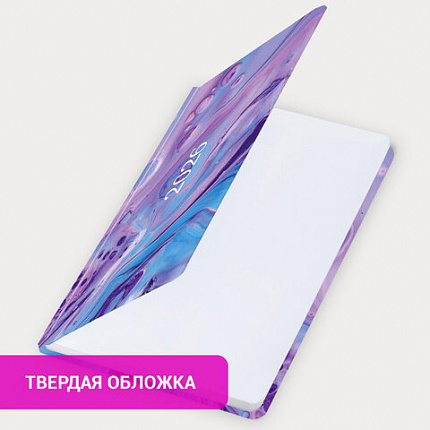 Еженедельник датированный 2026 с резинкой 171х93 мм, BRAUBERG, твердый, УФ-ЛАК, 64 л., "Мрамор", 117352