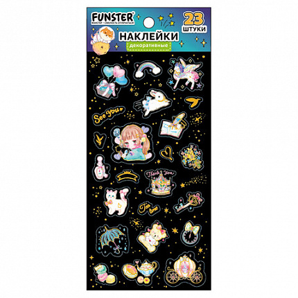 Наклейки декоративные "Black edition", 17,5х9 см, ассорти 6 видов, FUNSTER (ФАНСТЕР), 666100