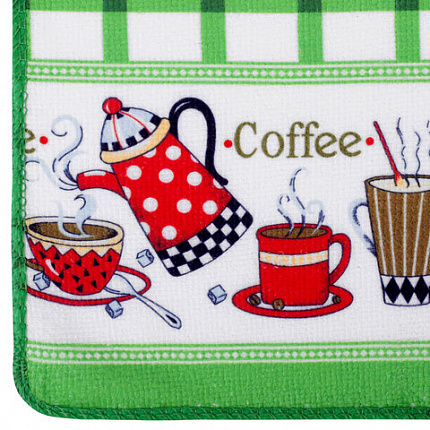 Салфетка из МИКРОФИБРЫ универсальная, 40х60 см, зеленая клетка, орнамент, 240 г/м2, BOOMHOUSE (БУМХАУС), 700878