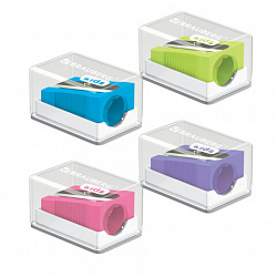 Точилка BRAUBERG KIDS "MINI", с контейнером, пластиковая, пастельные цвета ассорти, 271944