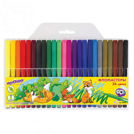 Фломастеры ЮНЛАНДИЯ 24 цвета, "УРОКИ РИСОВАНИЯ", вентилируемый колпачок, ПВХ, 151418