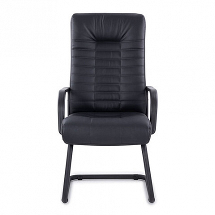 Кресло для приемных и переговорных "Атлант", кожа, черное