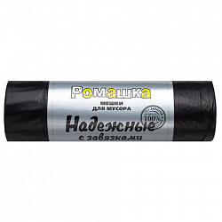Мешки для мусора с завязками 35 л, в рулоне 15 шт., ПСД 18 мкм, 50x53 см, РОМАШКА НАДЕЖНЫЕ, ВЗ0351511