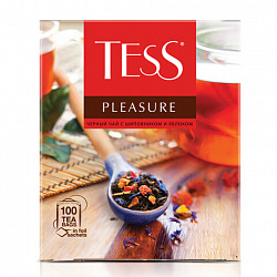 Чай TESS "Pleasure" черный с шиповником, яблоком, лимонным сорго, 100 пакетиков в конвертах по 1,5 г, 0919-09