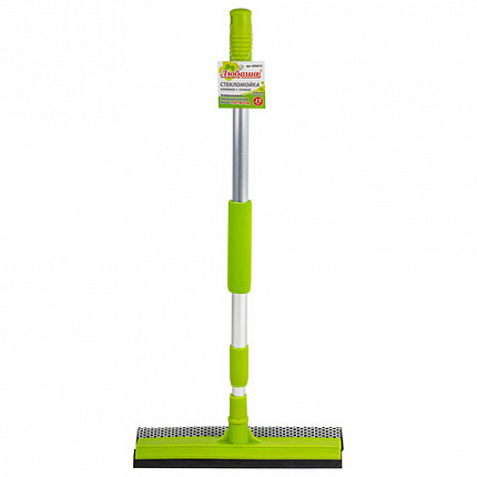 Окномойка ЛЮБАША, алюминиевая телескопическая ручка 50-90 см, рабочая часть 25 см (стяжка, губка, ручка), 603613