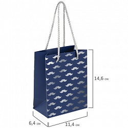 Пакет подарочный (1 штука) 11x6x15 см, ЗОЛОТАЯ СКАЗКА "Man Style", фольга, синий, 608243