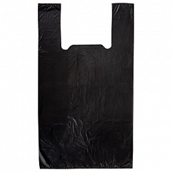 Пакет "майка" КОМПЛЕКТ 100 штук, 28+15х55, ПНД черный, 15 мкм, LAIMA, 700788