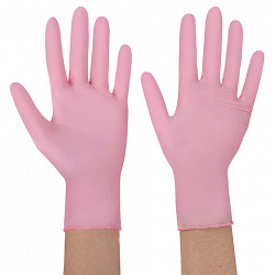 Перчатки нитриловые смотровые SFM Supersoft PINK, Германия, 100 пар (200 шт.), размер L (большой), розовые