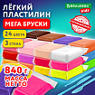 Пластилин супер лёгкий, воздушный, застывающий, БОЛЬШИЕ БРУСОЧКИ 24 цвета, 840 г, 3 стека, BRAUBERG KIDS, 107513