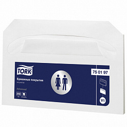 Покрытия на унитаз Tellus/TORK (Система V1), 1/2 сложения, КОМПЛЕКТ 250 шт., 37х41 см, Advanced, белые, 750197