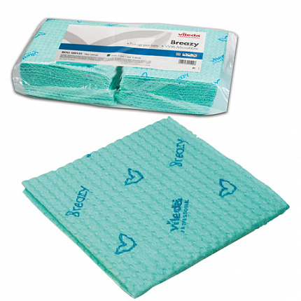 Салфетка VILEDA "Бризи", КОМПЛЕКТ 25 шт., объемное микроволокно, зеленая, 35х35 см, 161619