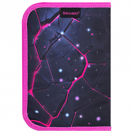Пенал BRAUBERG, 1 отделение, 1 откидная планка, полиэстер, 21х14 см, "Pink lava", 273522