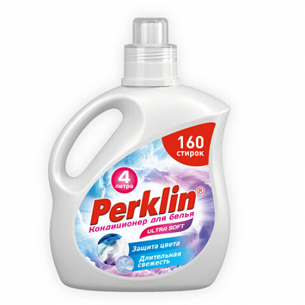Кондиционер для белья, 160 стирок, 4 л, PERKLIN (ПЕРКЛИН) SUPER SOFT, 609781