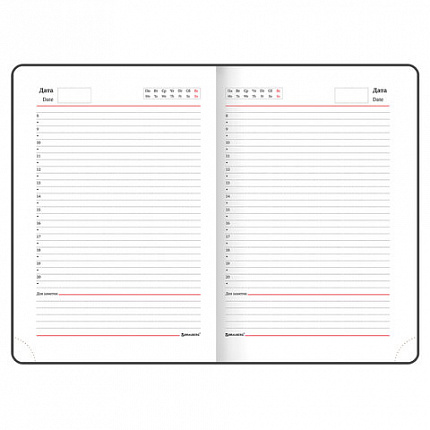 Ежедневник недатированный А5 138x213 мм BRAUBERG "Waves" под кожу, застежка 160 л., красный/черный, 111874