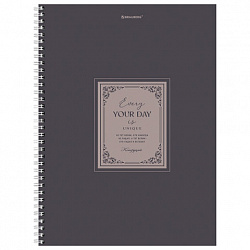 Тетрадь А4, 120 л., BRAUBERG, гребень, клетка, матовая ламинация, "Винтаж", 405644