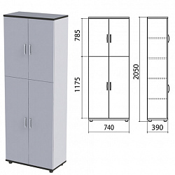 Шкаф закрытый "Монолит", 740х390х2050 мм, цвет серый (КОМПЛЕКТ)