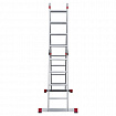 Лестница-трансформер алюминиевая 4х4 ступени, высота 4,5 м (4 секции по 1,2 м) до 150 кг, вес 16,5 кг, НОВАЯ ВЫСОТА, 3320404