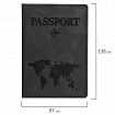 Обложка для паспорта "Passport Map", мягкая экокожа, графитовая, STAFF, 238875