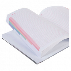 Блокнот А5 167х216 мм, 80 л., твёрдый, бумвинил "METALLIC", клетка, блок 5 цв., HATBER, серебро, 084777, 80ББ5В1