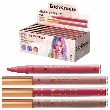 Текстовыделитель с гибким наконечником ERICH KRAUSE "Visioline V-19 Flex Idol", АССОРТИ, 63551