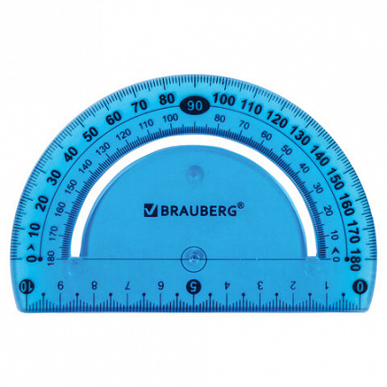 Транспортир 10 см гибкий BRAUBERG "FLEX", пластиковый, 180 градусов, ассорти, европодвес, 210676