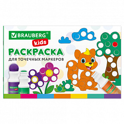 Большие точечные маркеры BRAUBERG KIDS 8 цветов + РАСКРАСКА и 2 сменных наконечника В ПОДАРОК, 152616