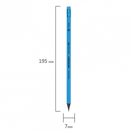 Карандаш чернографитный BRAUBERG KIDS, 1 шт., HB, трехгранный, с ластиком, 181996
