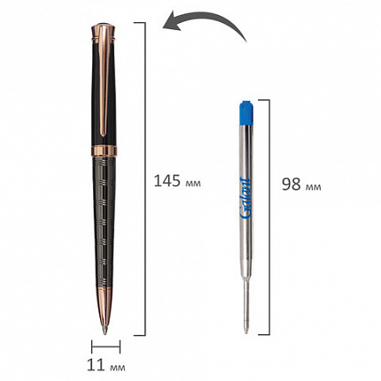 Ручка подарочная шариковая GALANT "COLLAGE", корпус черный/металлический, детали розовое золото, узел 0,7 мм, синяя, 143507