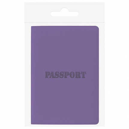 Обложка для паспорта, мягкий полиуретан, "PASSPORT", фиолетовая, STAFF, 237608