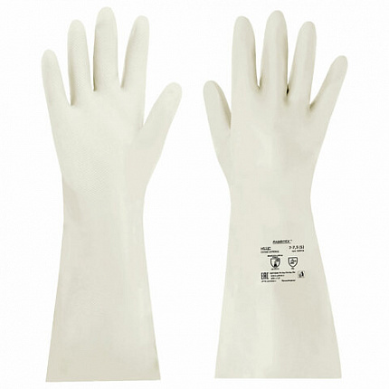 Перчатки нитриловые КЩС, EXTRA STRONG, химически устойчивые, белые, размер 7-7,5, S (малый), RABBITEX (РАББИТЕКС), 700914