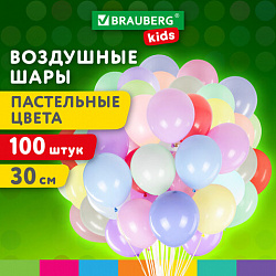 Шары воздушные 30 см, 100 штук, "МАКАРУНС", ассорти, BRAUBERG KIDS, 591879