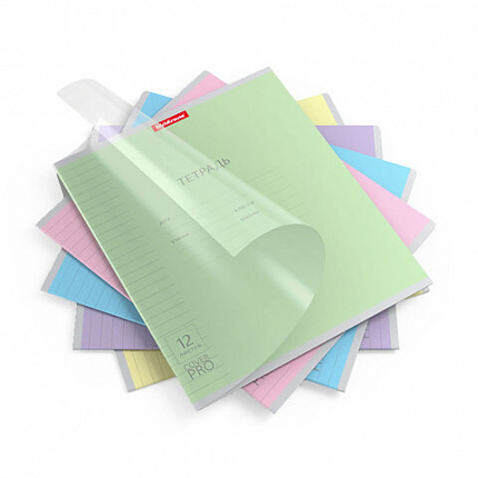 Тетрадь обложка пластик, 12 л. линия, Erich Krause, CoverPro (микс в спайке), 56339