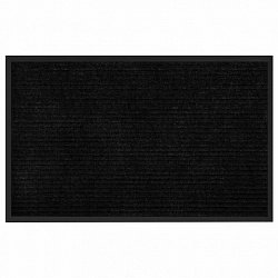 Коврик придверный 50х80 см, ЧЕРНЫЙ, влаго-грязезащитный, 430 г/м2, ребристый, ЛЮБАША СТАНДАРТ, 701032