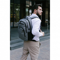 Рюкзак HEIKKI SECURE (ХЕЙКИ) универсальный, отделение для ноутбука, серый, 46x31x19 см, 273895